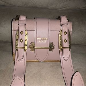 Authentic Prada Medium Cahier Beige/Pink GHW